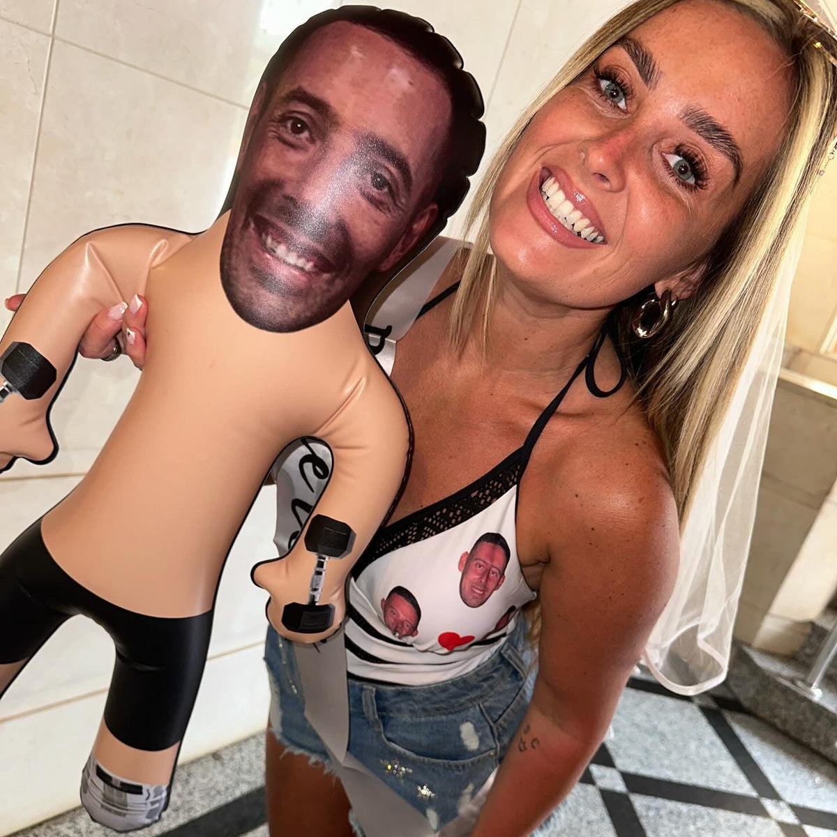 Gym Man With Weights Blow Up Doll