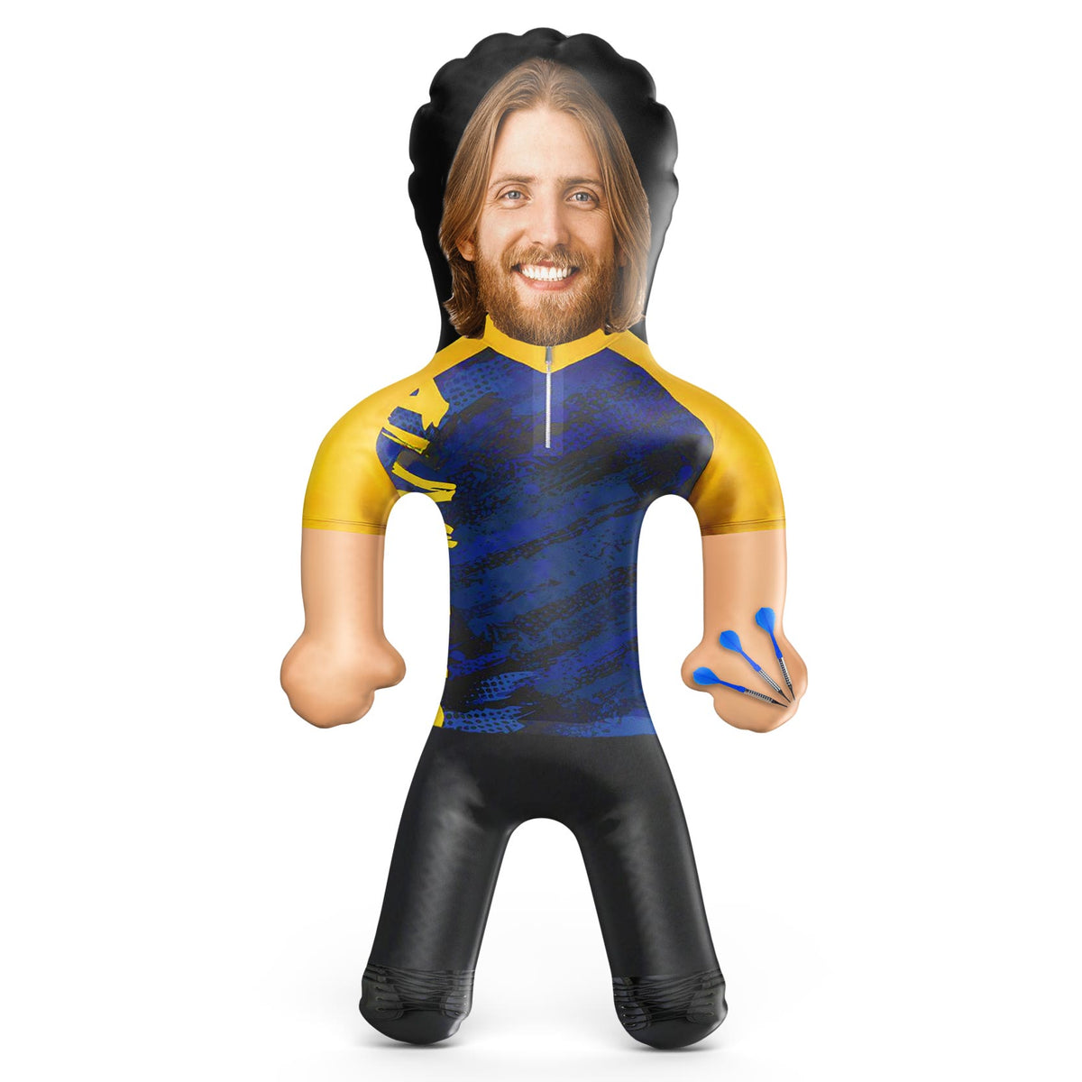 Darts Player Blue & Yellow Shirt Blow Up Doll
