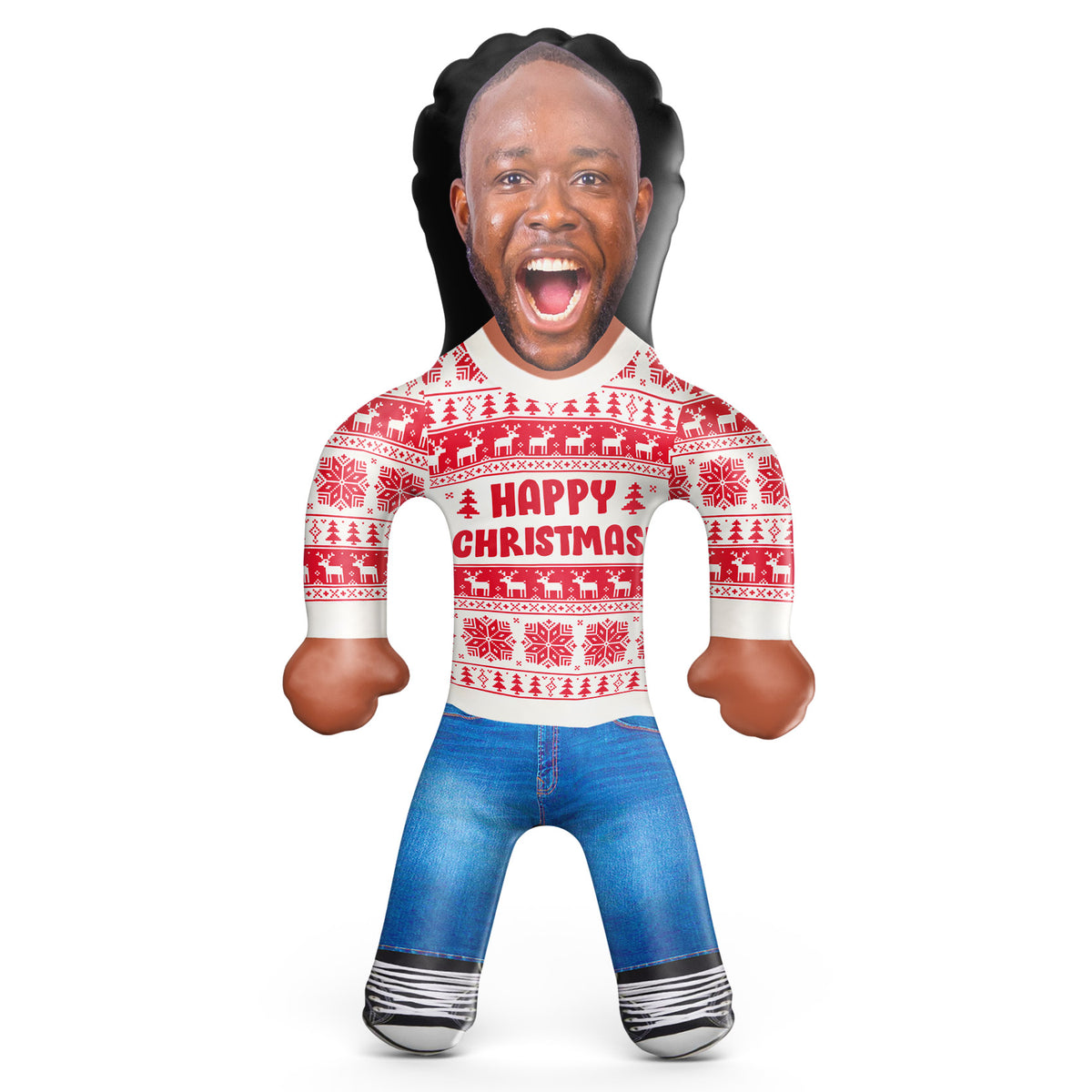 White Happy Christmas Jumper Blow Up Doll