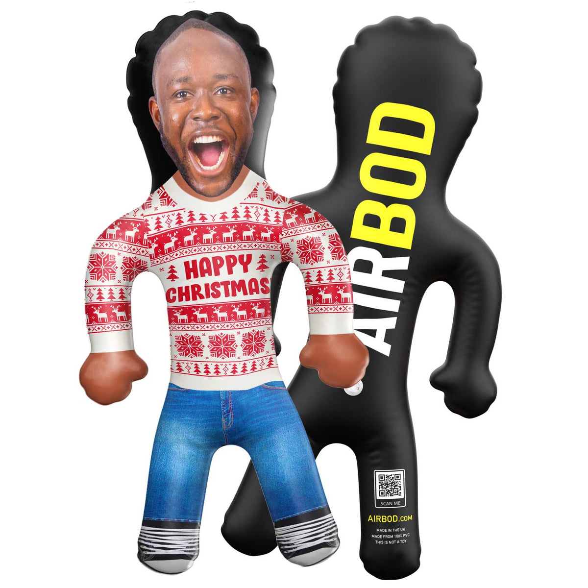 White Happy Christmas Jumper Blow Up Doll