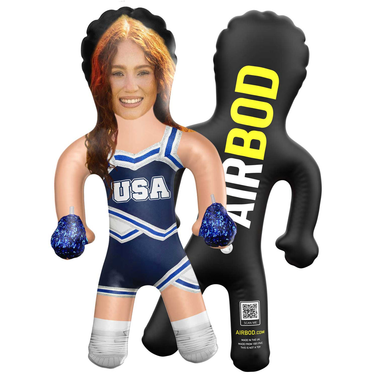 USA Cheerleader Navy White Blow Up Doll