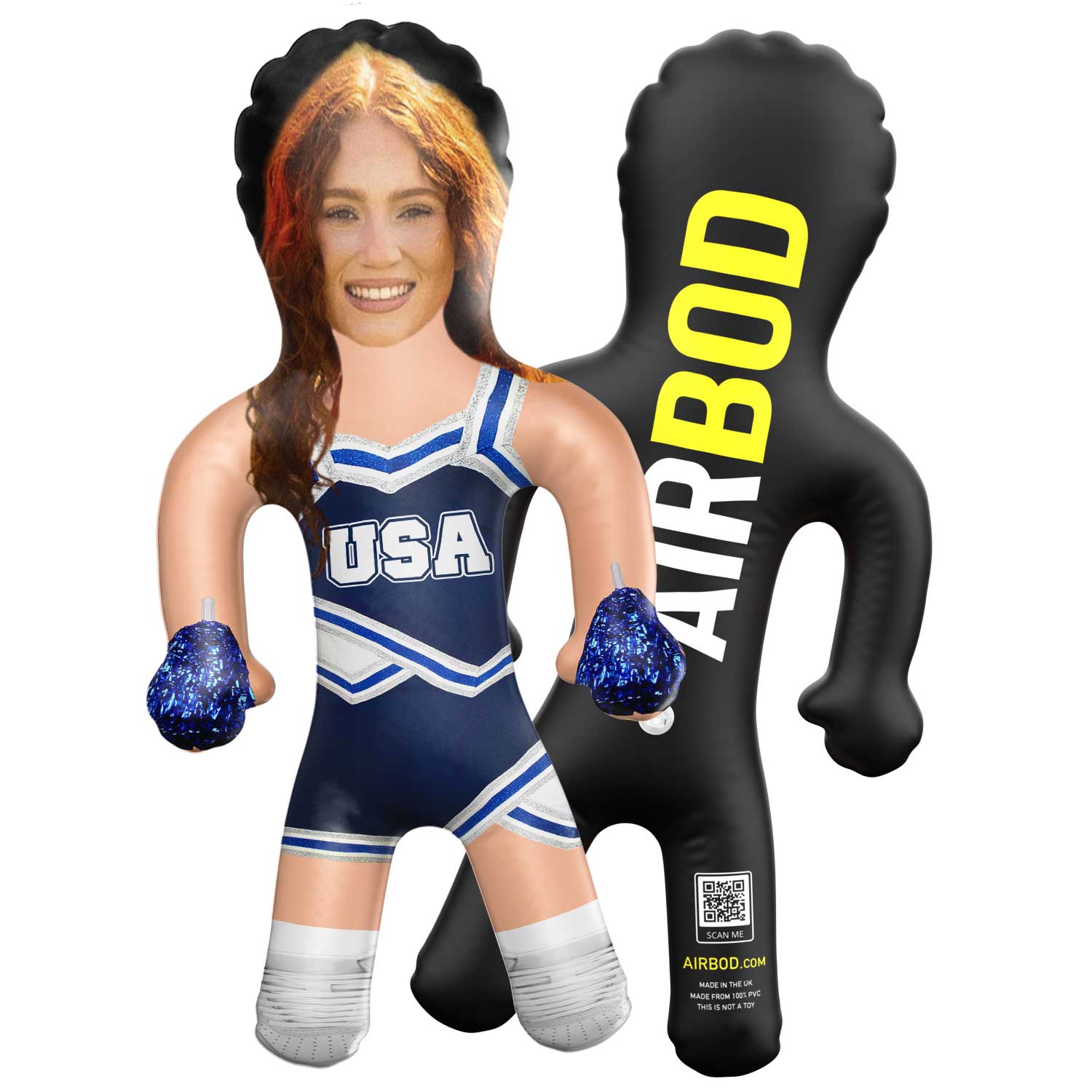 USA Cheerleader Navy White Blow Up Doll