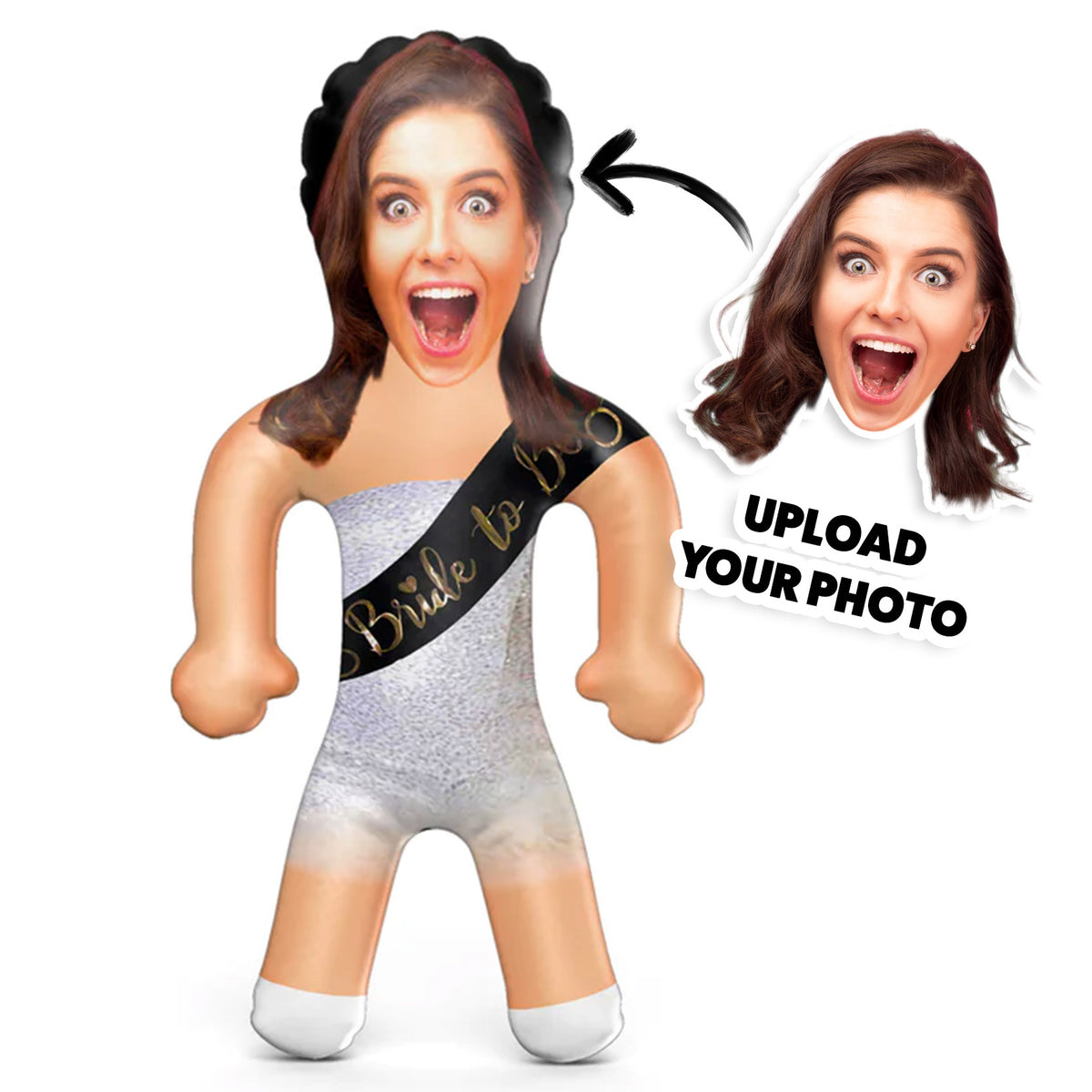 Bride To Be Sash Black & Gold Blow Up Doll