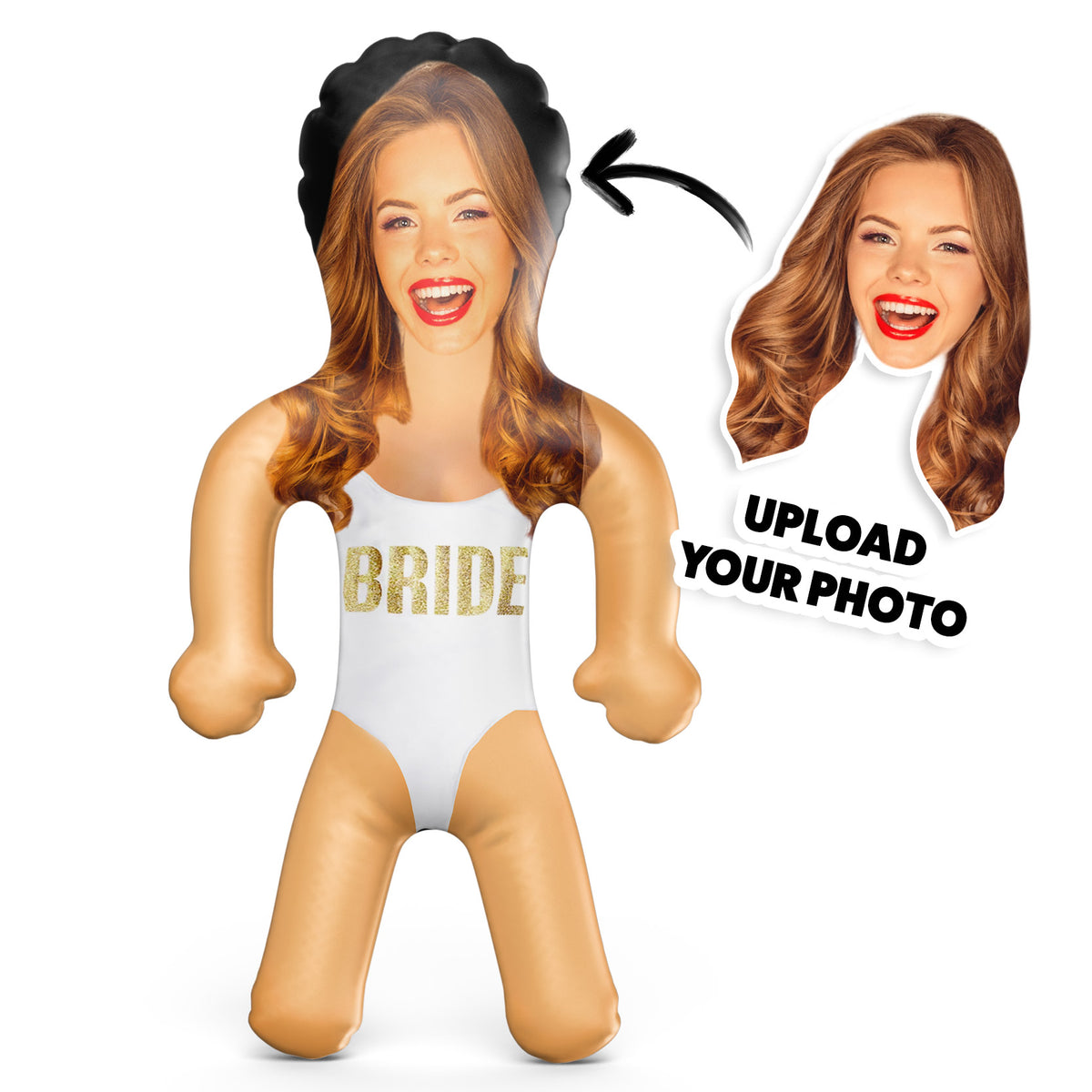 Bride Swimming Costume White & Gold Blow Up Doll