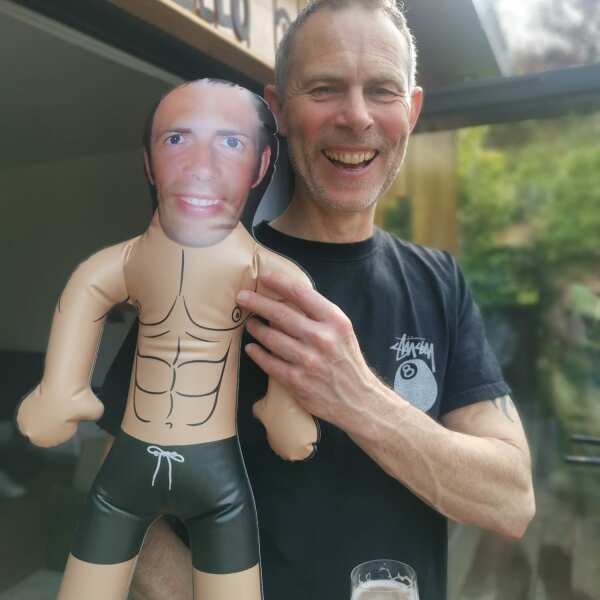 Muscle Guy Black Trunks Blow Up Doll