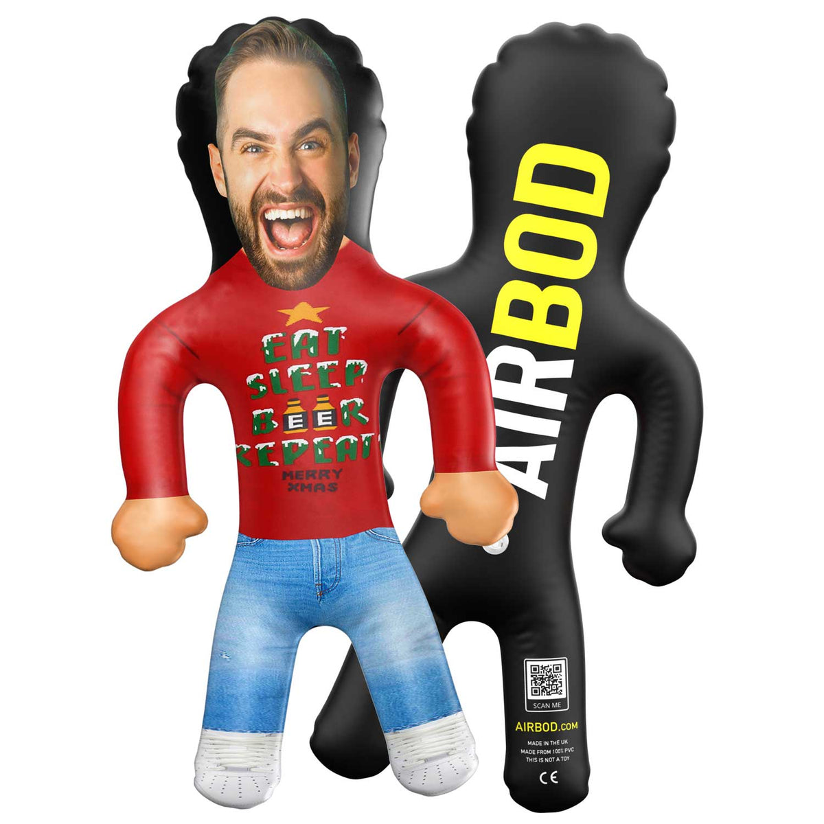 Christmas Jumper Eat Sleep Beer Repeat Blow Up Doll
