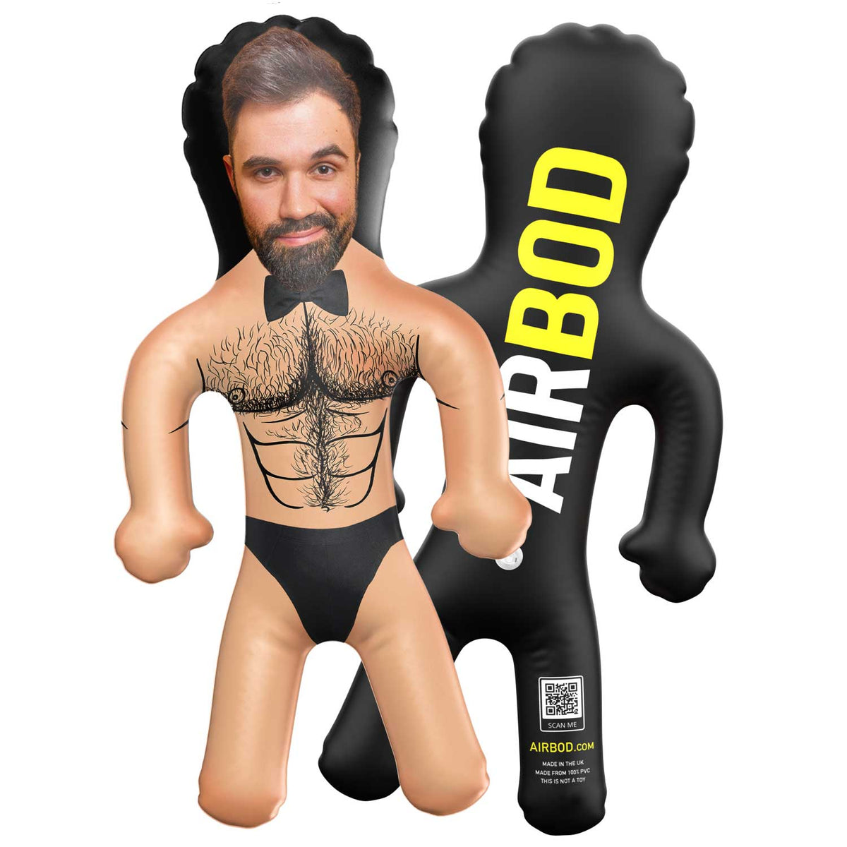 Hairy Chest Bow Tie Stud Blow Up Doll