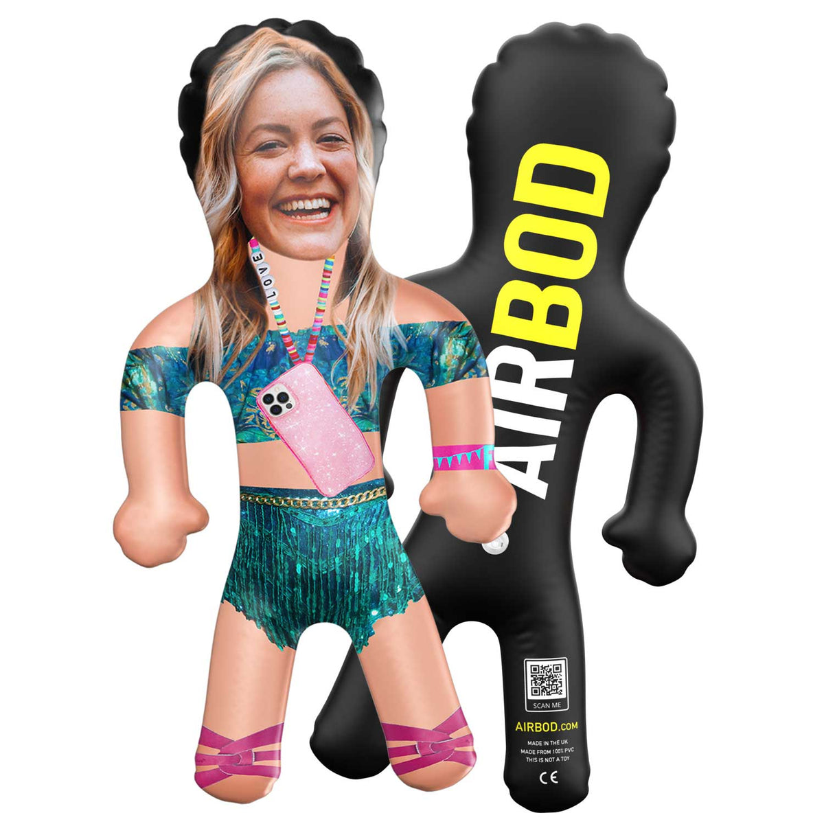 Turquoise Festival Girl With Phone Blow Up Doll